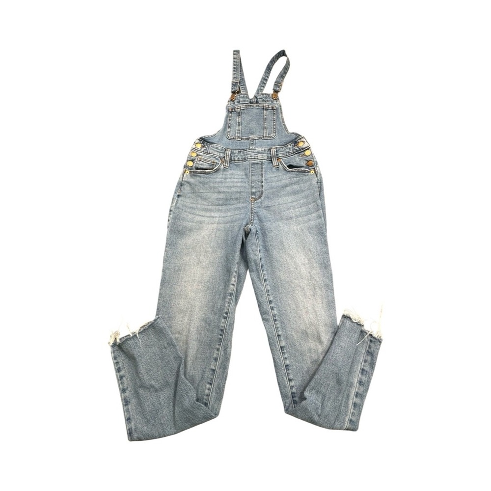 Universal Thread Overalls Womens 00/24R Blue Denim Slim Leg Raw Hem Stretch